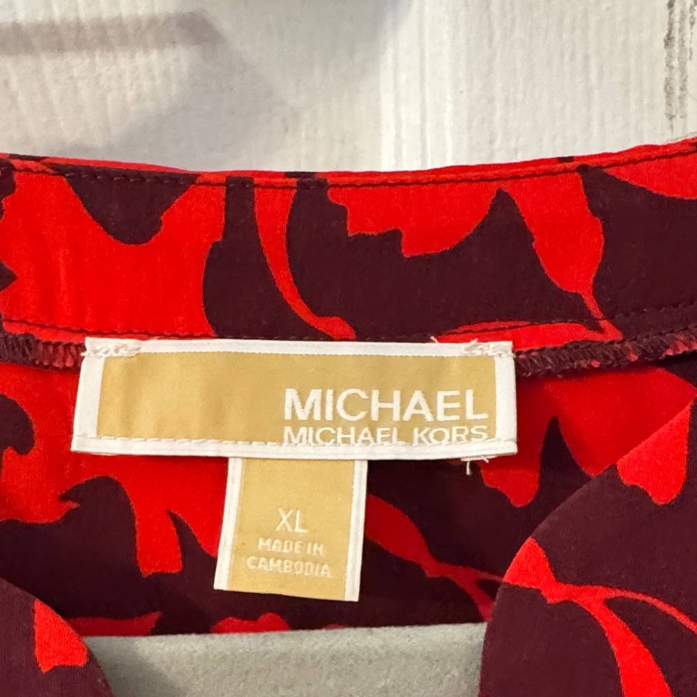 Michael Kors Red and Black Floral Blouse - Picture 2 of 5